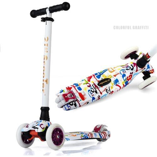 GF05 Children Mini scooter kick scooter with 3 flashing PU wheels 3 files adjust height foot-scooter camoka