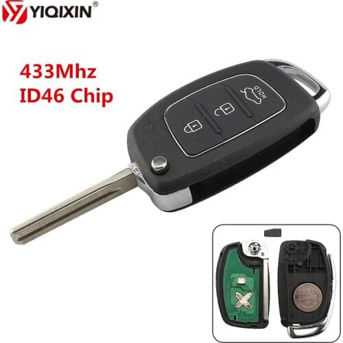 YIQIXIN 3 Button Remote Car Key FSK TOY40 Blade 433Mhz With ID46 Chip For Hyundai IX35 IX25 IX45 Elantra Santa Fe 2013-2017
