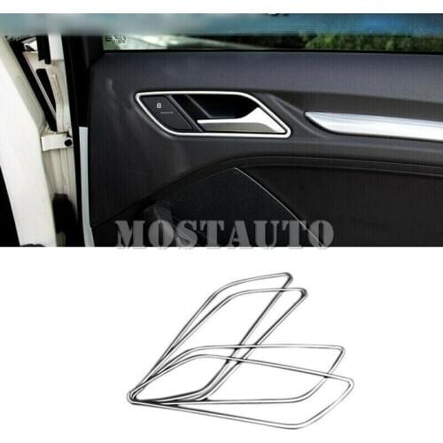 For Audi A3 8V 2012-2018 Stainless Interior Door Handle Bowl Cover Trim 4pcs Car Accessories Interior Car Decor Car Trim