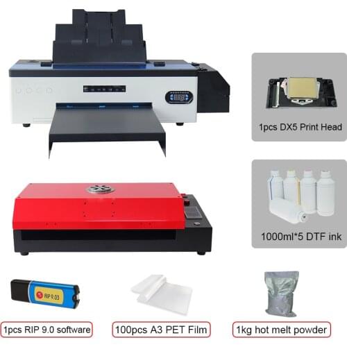 For Epson R2000 8-color DTF Printer A3 T-shirt Printing Machine PET Film Oven 5000ml DTF Ink 100pcs A3 PET Film 1kg DTF Powder