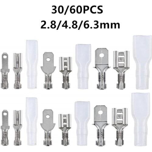 180/90/30PCS 2.8mm 4.8mm 6.3mm Insulated Spade Wire Connectors Female & Male Crimp Terminal Set Electrical Cable Crimp Terminal