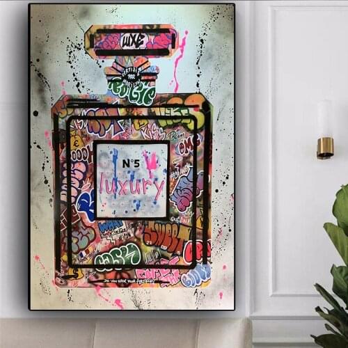 Modern Fashion Women Perfume Graffiti Street Art Canvas Painting Posters and Print Wall Art Picture for Living Room Home Decor
