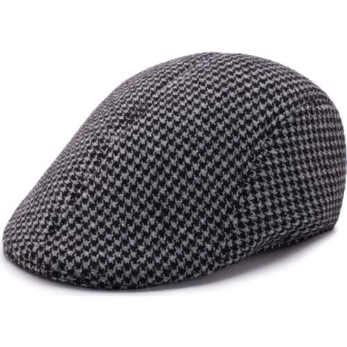 2020 High Quality Retro Berets Men Wool Plaid Cabbie cap Hats for Male Tweed Newsboy Cap Men Dad Hat gorras