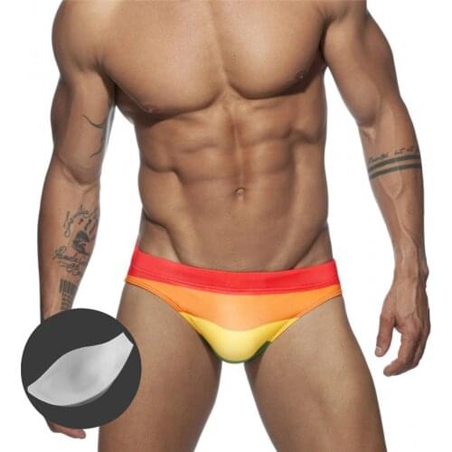 2021 Mens Sexy Bikini Swimsuit Low Waist Push Pad Swimwear Swimming Briefs Summer Quick Dry Male Beach Wear Surf Bathing Suits