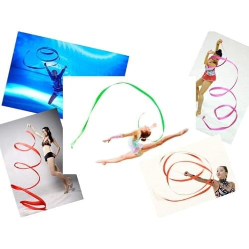 Rhythmic Gymnastics Ribbon for Children Artistic Dancing Rainbow Band Ribbon Kids Dance Bands 2 Metres Long Ribbons A2UB