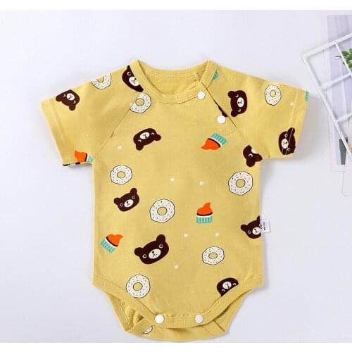Summer 2020 Hot Style Jumpsuit Newborn Baby Cotton Short Sleeve Climbing Suit Baby Cartoon Print Triangle Jumpsuit