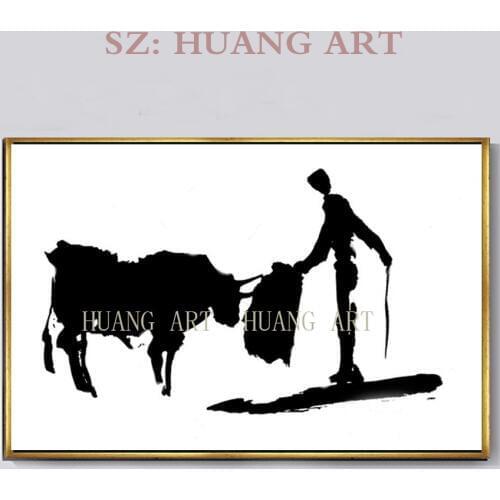 Best Gift Modern Hand Painted Abstract Animal Sports Spanish Bullfighting Oil Painting On Canvas Wall Art For Living Room Bed Ro