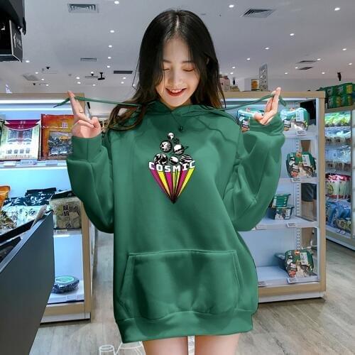 Cosmic Letter Printing Planet Graphics Kawaii Hoodies Women Streetwear Winter Harajuku Sweatshirt Science Fiction Futuristic