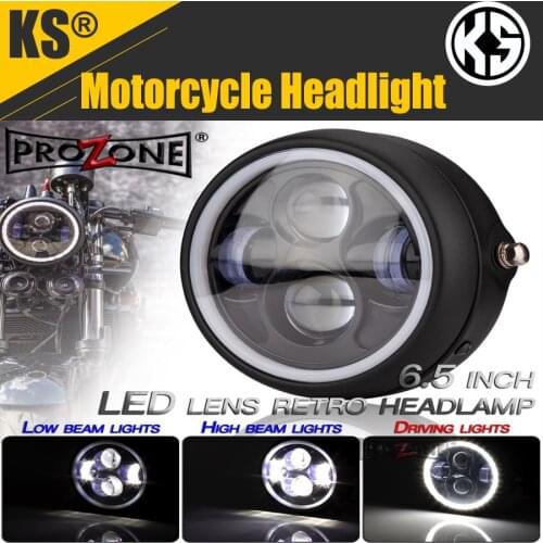 Motorcycle LED headlight black Motorcycle accessories 6.5 inch quadruple lens for Harley Retro honda suzuki yamaha kawasaki