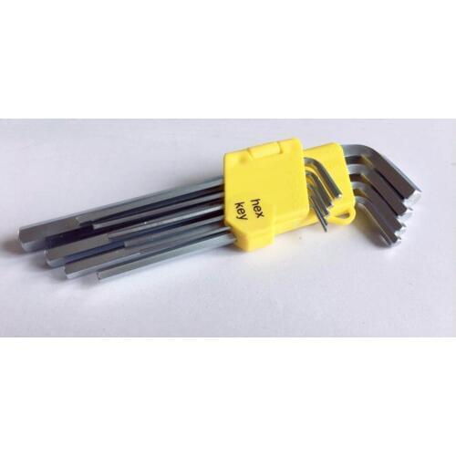 9pcs Chrome vanadium steel extended flat head hex socket wrench 1.5 2 2.5 3 4 5 6 8 10mm Inferior smooth wrench set