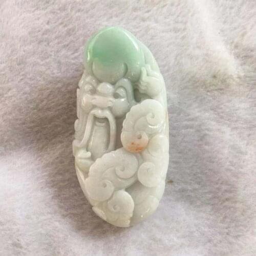 Natural 7A Myanmar jade Hand-Carved jade longevity Buddha green jade pendant jade necklace men women pendants jade jewelry