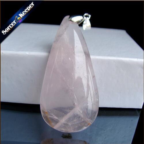 Real Natural Rose Pink Quartz Crystal Gem Stone Beads Pendant Necklace For Womens Jewelry Making Healing Minerals PS645