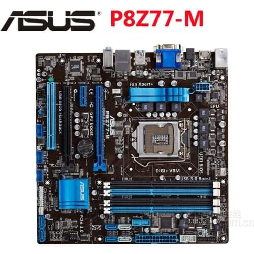 Original ASUS P8Z77-M 1600Mhz DDR3 P8Z77 M LGA 1155 Motherboard MicroATX 32GB PCI-E X16 Desktop Computer PC Mainboard Plate Used