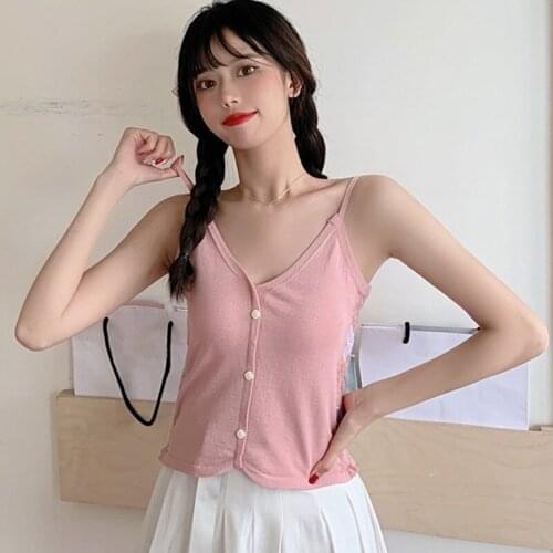 Sexy Women Slim Knitted Camisole Summer Butterfly Embroidered Solid Color Vest Sweet Sling Tank Tops