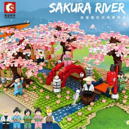 Sembo 601147 Kids Building Toys Blocks Girls Puzzle Sakura river Women Gift no box