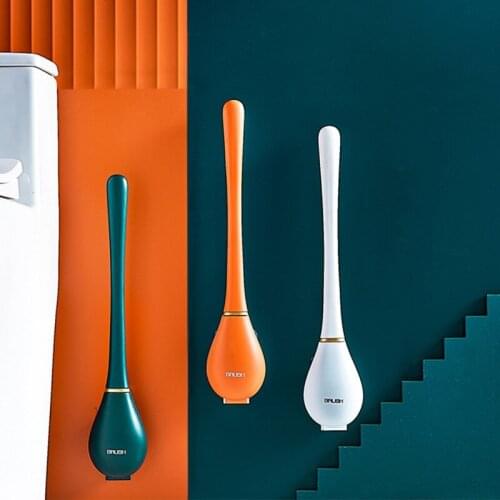 Baseball Bat Toilet Brush White Toilet Bowl Silicone Brush Head With Silicone For Bathroom Head Toilet Flexible Brush