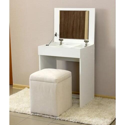 Vanity Desk with Flip Top Mirror Dressing Table Makeup Desk with Removable Partitions Writing Table Bedroom Furniture No Stool