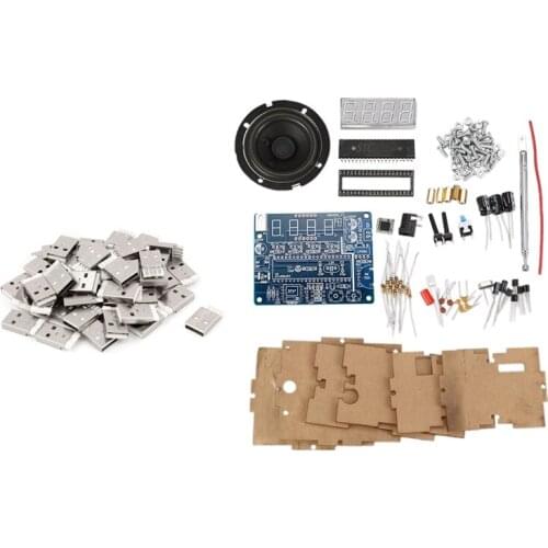 55 Pcs Diy Usb 2.0 Type a Solder 4 Pin Male Plug Connector Socket Jack & 1 Set Fm Radio Speaker Electronics Kit
