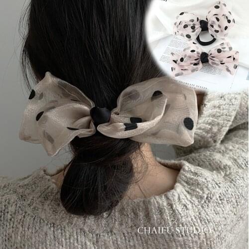 Vintage Pink Dot Big Hair Bow Clips Cute Satin Two Layer Butterfly Bow Hairpin Elegant Hairpins Sweet Hair Accessories for Women