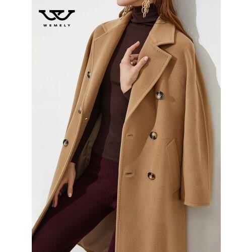 Camel double-sided cashmere coat womens medium long double-sided cashmere high-end wool coat in autumn and winter 2021