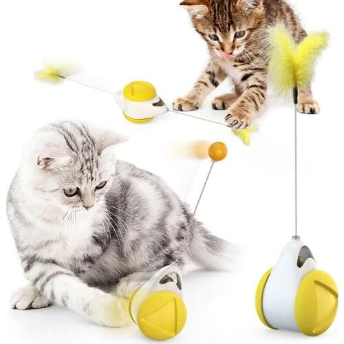 Cat Tumbler Swing Toys Pet Kitten Supplies Cats Catnip Ball Smart Interactive Balance Rotating Car Chasing Toy With Wheels