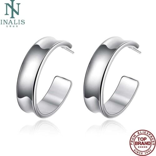 INALIS Smooth Semicircle Stud Earrings For Women Simple Push-Back Female Copper Earring Wedding Fashion Jewelry Free Shipping