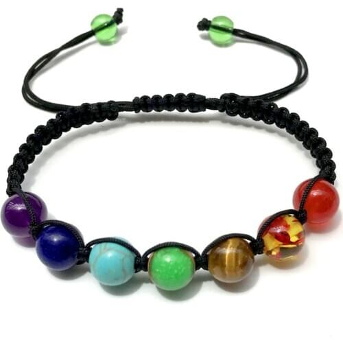 Starry-styling 7 Chakra Healing Balance Beads Yoga Energy Bracelet Lovers Casual Jewelry Rainbow Natural Stone Wristlet Women