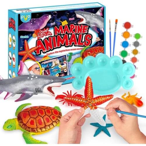 1 Set DIY Graffiti Hand-painted Parent-child Interaction Plastic Marine Life Pattern Painting Graffiti for Kids