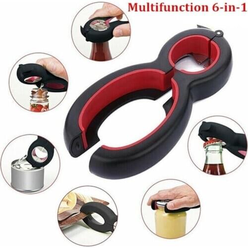 1pc Multifunction premium 6-in-1 jar can bottle cap opener lid twist off kitchen