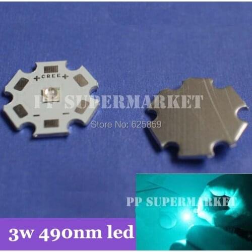 10pcs/lot Cyan 3W 3535 High power led 490-495nm Led on 20mm Star Board