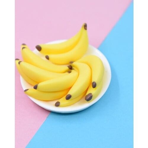 10Pcs Simulation Miniature Banana Resin Cabochons Food Embellishments for Scrapbooking Phone Decoration Craft DIY Accessories