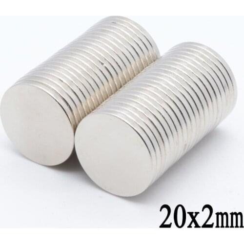 100pcs 20x2 mm N35 Super Strong 20mmx2mm Powerful Disc Round Magnet Rare Earth Permanent Neodymium Magnets