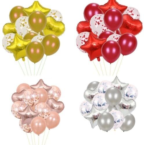 14pcs Multi Confetti Balloon Happy Birthday Party Balloons Blue Pink Helium Ballons Boy Girl Baby Shower Party Supplies New