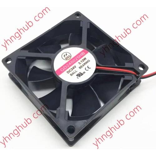 GULF GD248025HB DC 24V 3.12W 80x80x25mm 2-Wire Server Cooling Fan