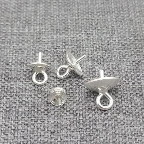 30 Pieces 925 Sterling Silver Cup and Peg Bail Drop for Half Drilled Pearl Bead
