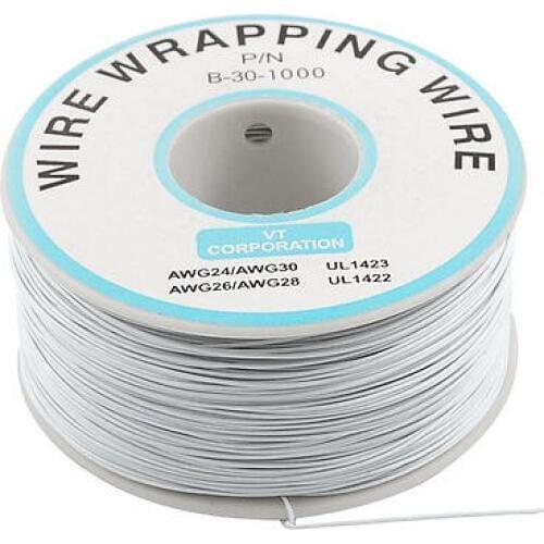 305M White PVC Coated Tin Plated Copper Wire Wire-Wrapping 30AWG Cable Roll