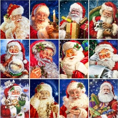 5D Diy Diamond Embroidery Santa Claus Portrait Rhinestones Pictures Diamond Painting Festival Decor Cross Stitch Kits Home Decor