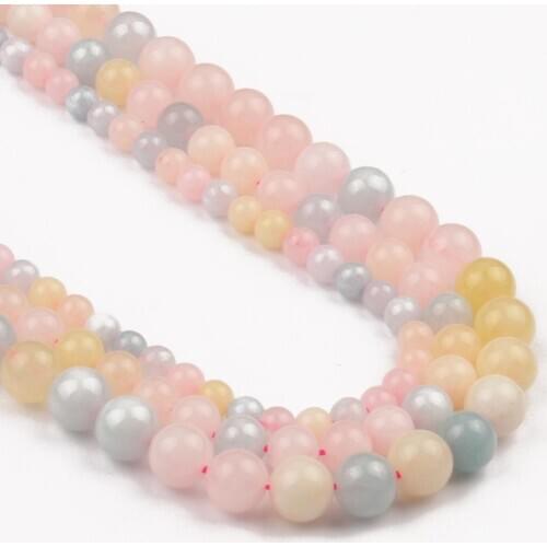 6 8 10mm Natural Morganite Color Chalcedony Loose Round Beads for Jewelry Making DIY Handmade Bracelet Necklace Accessories 15