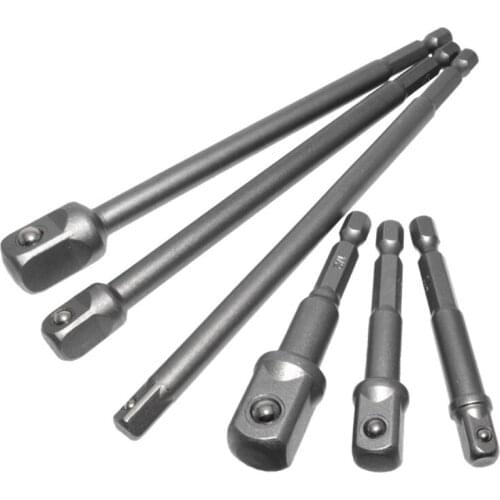 6pcs Hex Shank Wrench Drive Power Extension Drill Bit Socket Adapter Holder 1/4" 3/8" 1/2" Screwdriver Tools