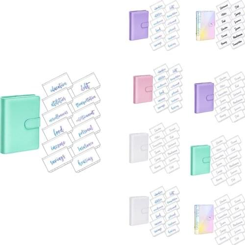 A6 PU Leather Notebook Magnetic Personal Planning Binder with 12 Binder Pockets Binder Zipper Folder for Bill Planner