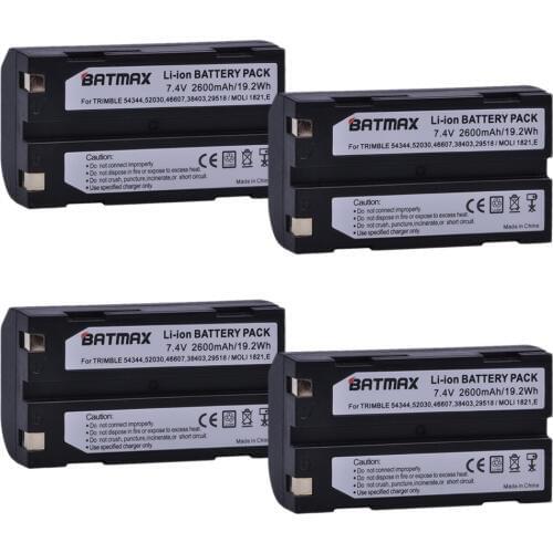 4Pcs 7.4V 2600mAh Battery akku 54344 for Trimble 54344, 29518, 46607, 52030, 38403, R8, 5700, 5800, R6, R7, R8, Pentax D-LI1