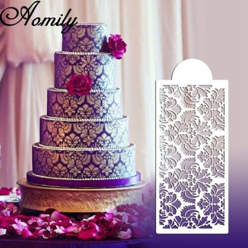 Aomily Art Flower Design Cake Stencil Fondant Decorating Stencils Templates Mold Baking Cake Tools New Style Wedding Baking Tool