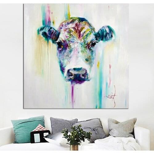RELIABLI ART Watercolor Cow Poster Print Animal Paintings Canvas Paintings Wall Pictures For living room Decoration Frameless