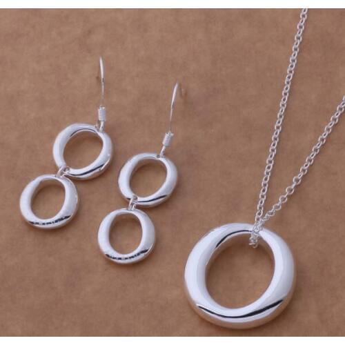 AS297 Lucky Silver Color 925 Jewelry Sets For Women Earring 345 + Necklace 293 /bofakfma Amfajdma