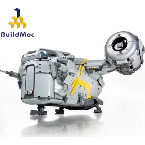 BuildMoc Technical Ship MOC Razor Crest Star Movie Spaceship Weapons Building Blocks Bricks Technical Weapon Toys For Children