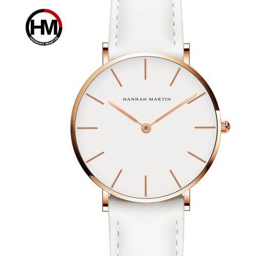 Dropshipping Japan Quartz Simple Women Fashion Watch White Leather Strap Ladies Wrist Watches Brand Waterproof Wristwatch 36mm