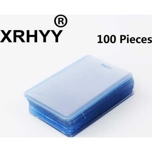 XRHYY 100 Pcs Waterproof Type PVC Hard Plastic Secure Badge Card Case Holder ID Card Bag Heavy Duty Clear ID Protector-Vertical
