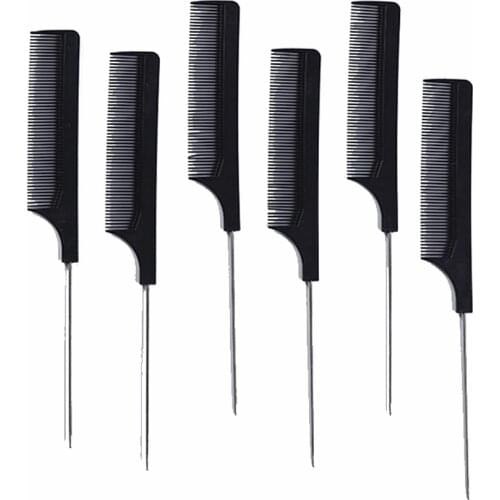 Black Fine-tooth Comb Metal Pin Anti-static Hair Styling Rat Tail Comb For Beauty Salon Hair Accessory All For Hairdresser 2021