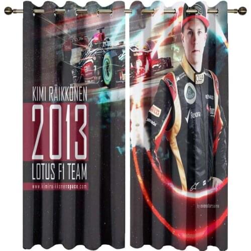 3D Digital Printing Kimi Raikkonen Curtain for Kids Bedroom Modern Style Window Drapes Cartoon Curtains for Living Room