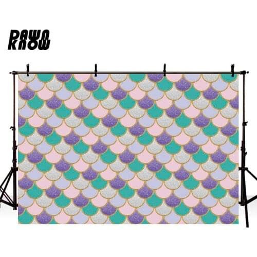 DAWNKNOW Cartoon Fish Scale Pattern Photography Background Backdrop Photocall Newborn Wedding Party Stage Live Event GY523